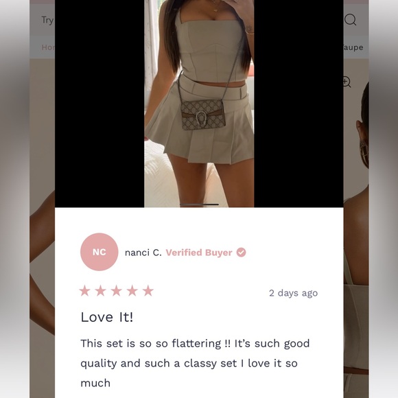 🆕 Oh Polly Laurel Square Neck Tailored Top and Maize Pleated Mini Skirt - Picture 14 of 16